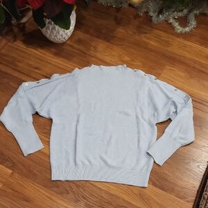 Sky Blue Women's Sweater with Button Accents